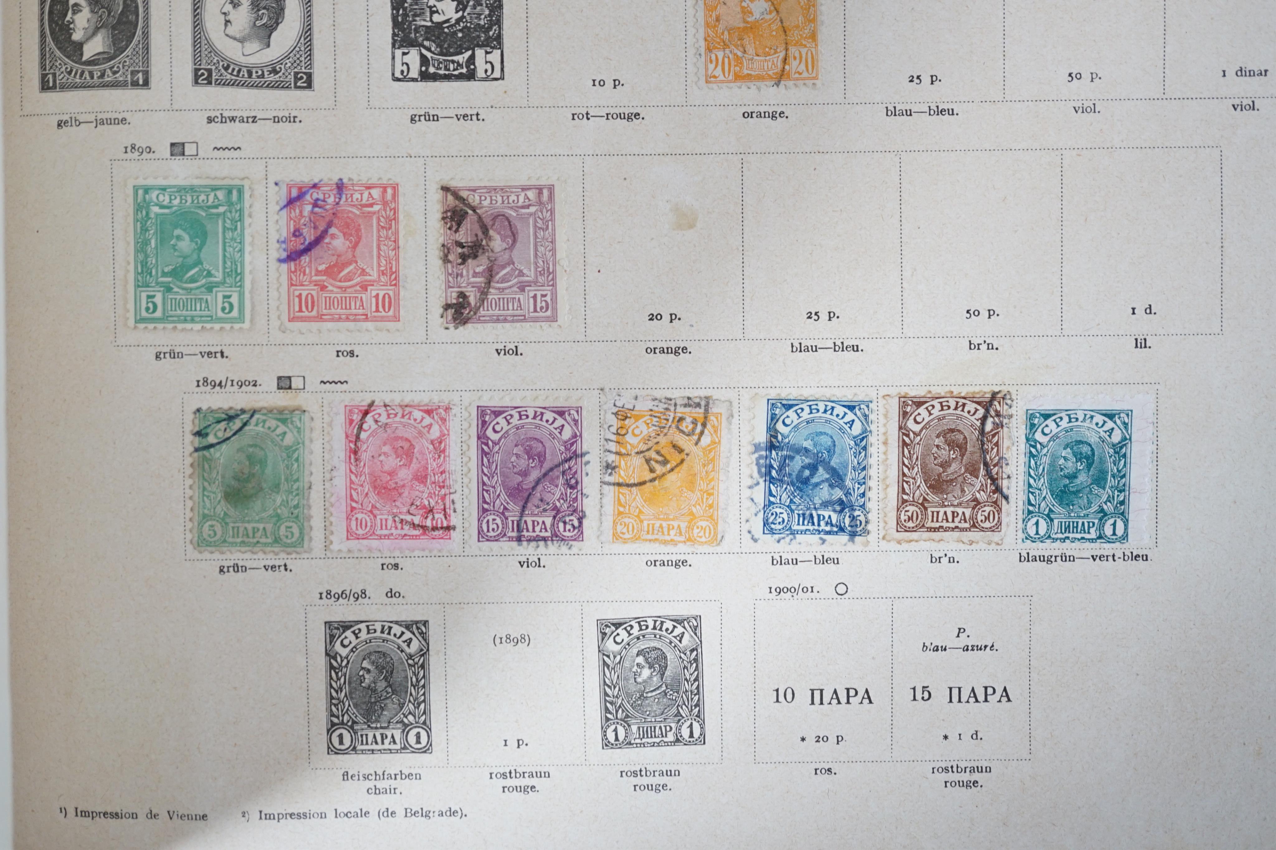 An all world mint and used collection of stamps in six large albums, including Austria, German and States, Poland 1860 10k used, Italy, Switzerland, etc.